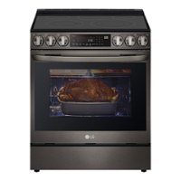 LG - 6.3 Cu. Ft. Smart Slide-In Electric True Convection Range with EasyClean, Air Fry, and InstaView - Black Stainless Steel - Front_Zoom