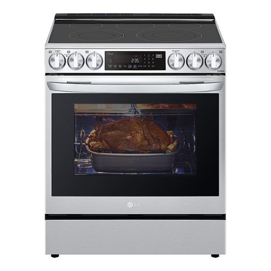 Front Zoom. LG - 6.3 Cu. Ft. Smart Slide-In True Convection Range with EasyClean, InstaView, and Air Fry - Stainless steel.