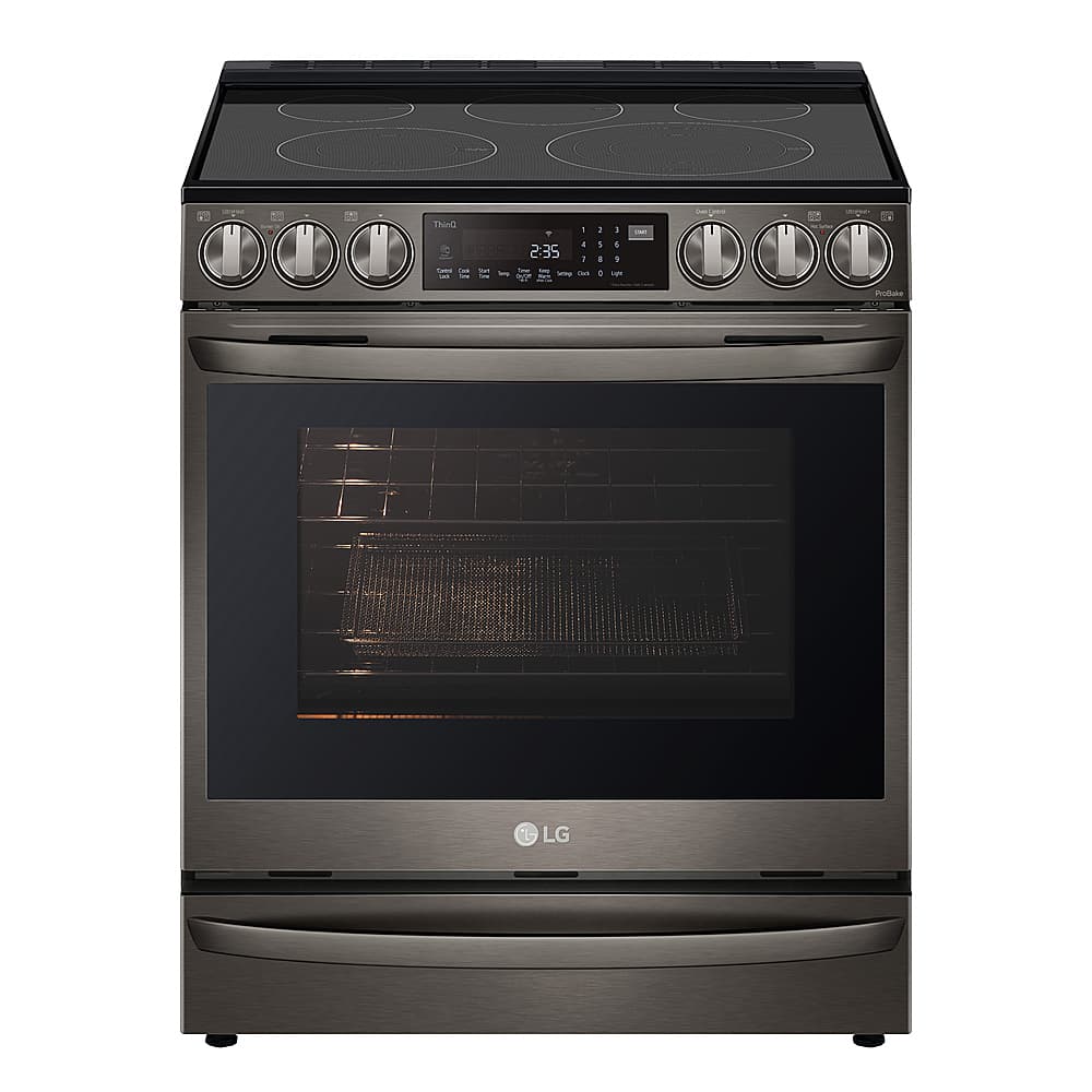 LG - 6.3 Cu. Ft. Smart Slide-In True Convection Range with EasyClean and Air Sous Vide - Black Stainless Steel - Front_Zoom