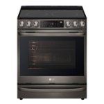 Front Zoom. LG - 6.3 cu ft Electric Slide In Range with InstaView, Air Fry,Air Sou-Vide, ProBake Convection, and Smart WiFi Enabled - Black stainless steel.