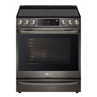 LG - 6.3 cu ft Electric Slide In Range with InstaView, Air Fry,Air Sou-Vide, ProBake Convection, and Smart WiFi Enabled - Black stainless steel - Front_Zoom