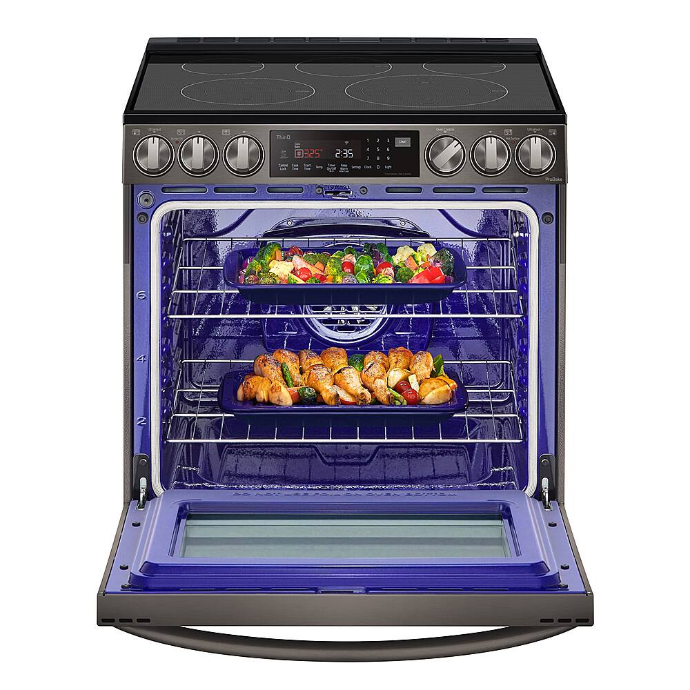 Alt View 30. LG - 6.3 Cu. Ft. Smart Slide-In True Convection Range with EasyClean and Air Sous Vide - PrintProof Black Stainless Steel.