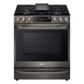 Front Zoom. LG - 6.3 Cu Ft Freestanding Gas Range with Air Fry, Air Sous-Vide, ProBake Convection, and Smart WiFi - Black stainless steel.