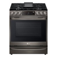 LG - 6.3 Cu Ft Freestanding Gas Range with Air Fry, Air Sous-Vide, ProBake Convection, and Smart WiFi - Black stainless steel - Front_Zoom