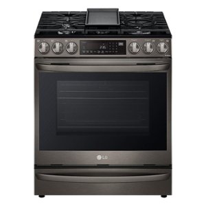 LG - 6.3 Cu. Ft. Freestanding Gas Convection Range with EasyClean, Air Sous-Vide and ThinQ Technology - Black stainless steel