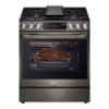 LG - 6.3 Cu. Ft. Slide-In Gas Convection Range with EasyClean, InstaView and ThinQ Technology - Black stainless steel