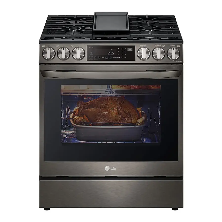 Alt View 15. LG - 6.3 Cu. Ft. Smart Slide-In Gas True Convection Range with EasyClean and Air Fry - PrintProof Black Stainless Steel.