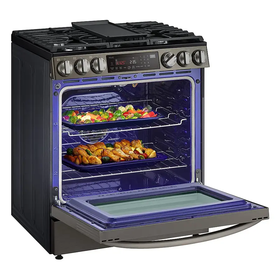 Alt View 12. LG - 6.3 Cu. Ft. Smart Slide-In Gas True Convection Range with EasyClean and Air Fry - PrintProof Black Stainless Steel.