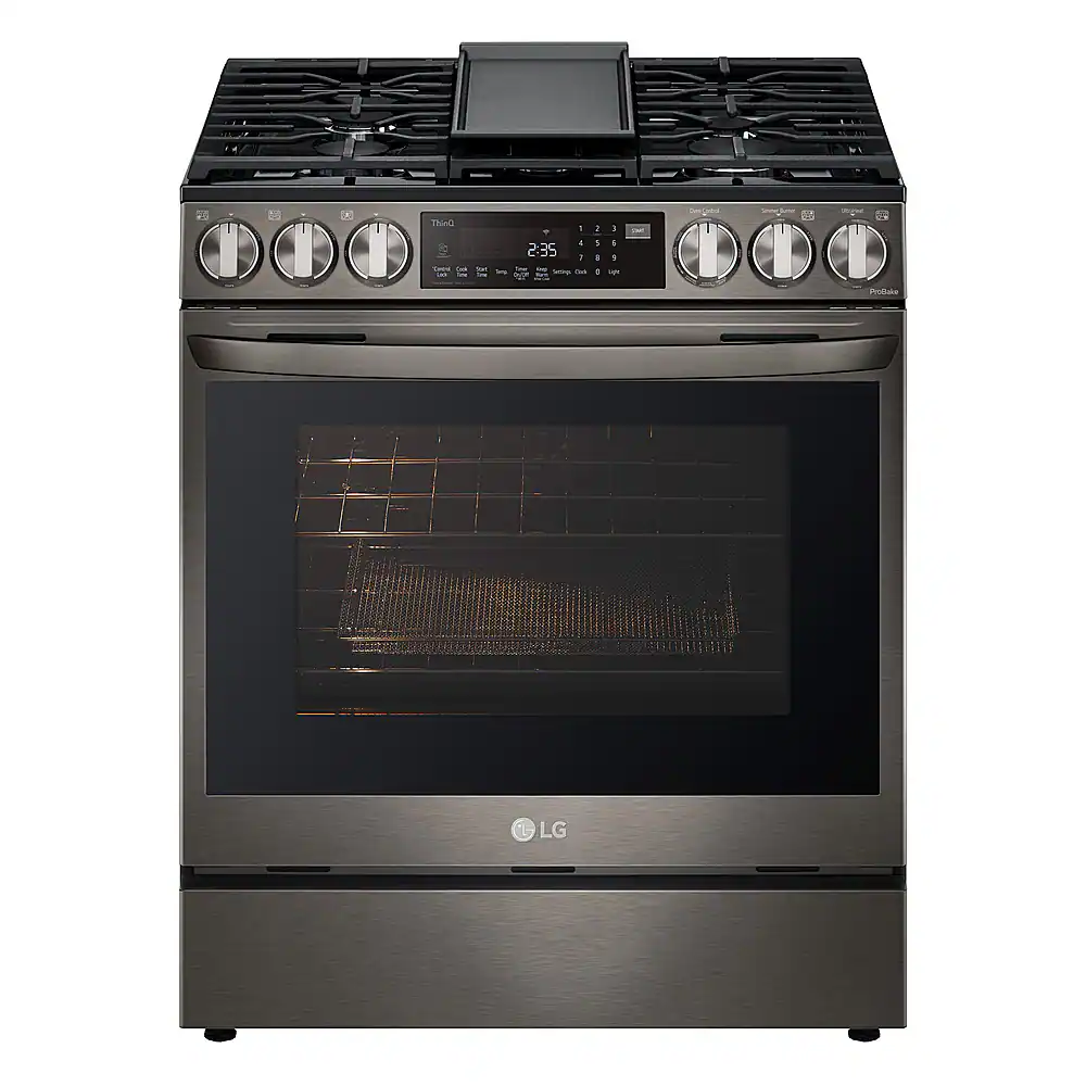 LG - 6.3 Cu. Ft. Smart Slide-In Gas True Convection Range with EasyClean and Air Fry - Black Stainless Steel
