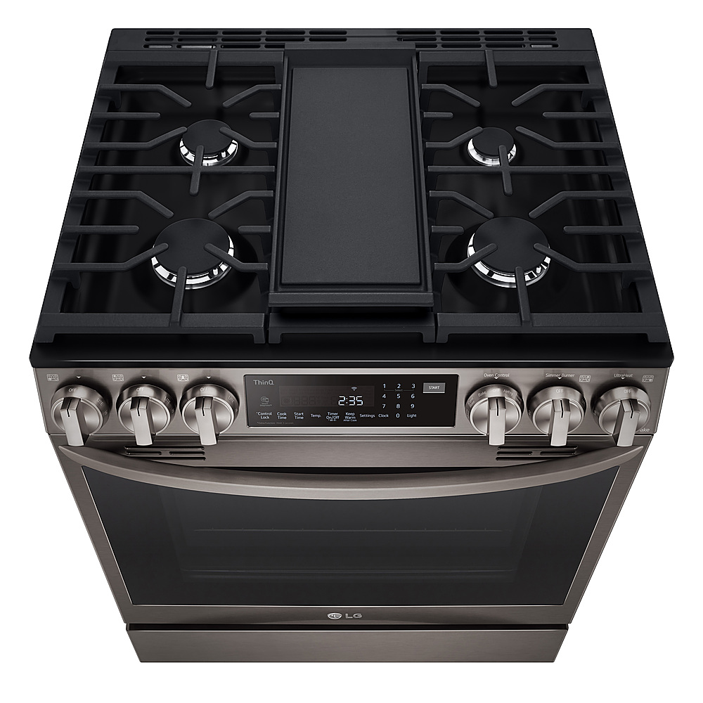 LG 5.8-cu ft GAS Convection Smart Range with Air Fry, Black Stainless Steel