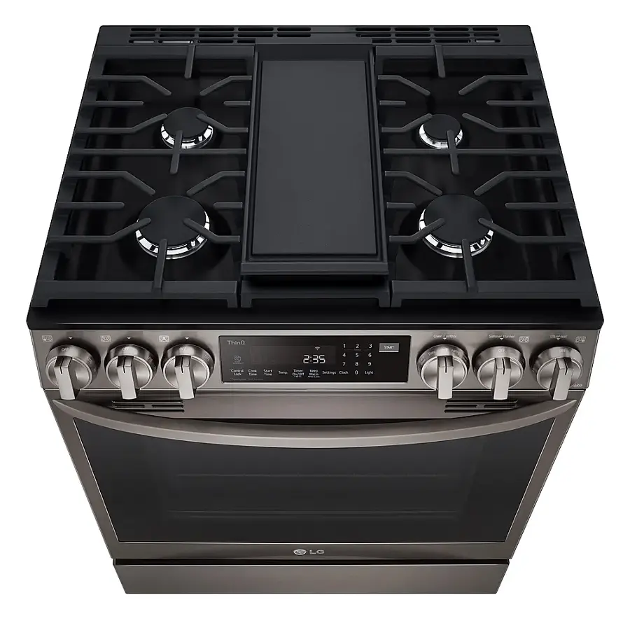 Alt View 17. LG - 6.3 Cu. Ft. Smart Slide-In Gas True Convection Range with EasyClean and Air Fry - PrintProof Black Stainless Steel.