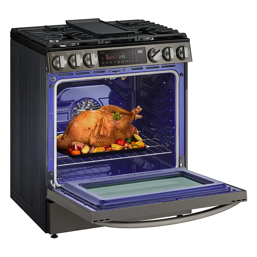 Alt View 18. LG - 6.3 Cu. Ft. Smart Slide-In Gas True Convection Range with EasyClean and Air Fry - PrintProof Black Stainless Steel.