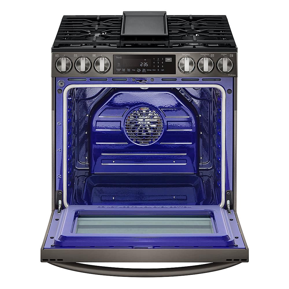 Alt View 30. LG - 6.3 Cu. Ft. Smart Slide-In Gas True Convection Range with EasyClean and Air Fry - PrintProof Black Stainless Steel.