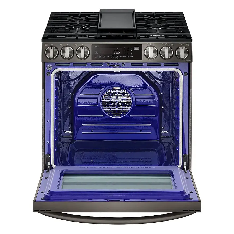 Alt View 30. LG - 6.3 Cu. Ft. Smart Slide-In Gas True Convection Range with EasyClean and Air Fry - PrintProof Black Stainless Steel.