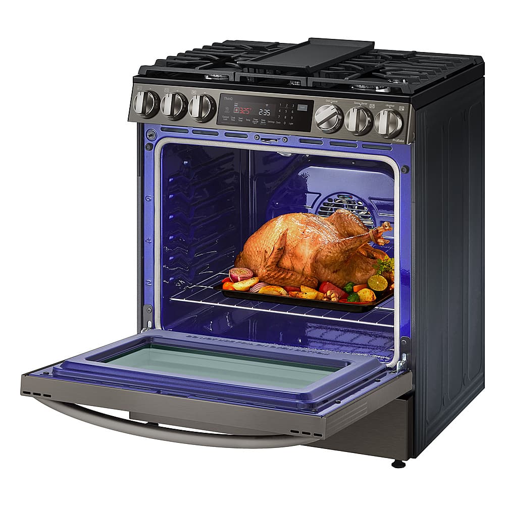 Alt View 20. LG - 6.3 Cu. Ft. Smart Slide-In Gas True Convection Range with EasyClean and Air Fry - PrintProof Black Stainless Steel.