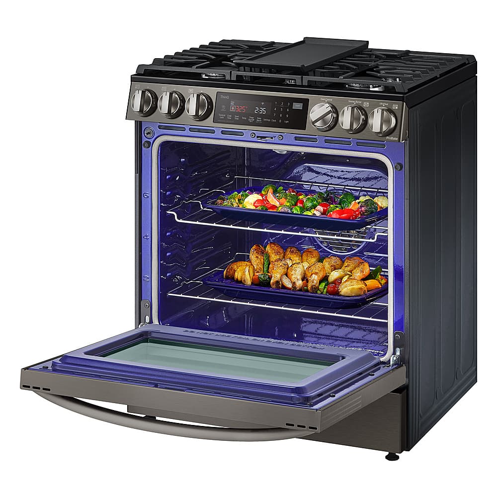 Alt View 21. LG - 6.3 Cu. Ft. Smart Slide-In Gas True Convection Range with EasyClean and Air Fry - PrintProof Black Stainless Steel.