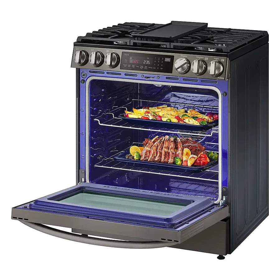 Alt View 22. LG - 6.3 Cu. Ft. Smart Slide-In Gas True Convection Range with EasyClean and Air Fry - PrintProof Black Stainless Steel.