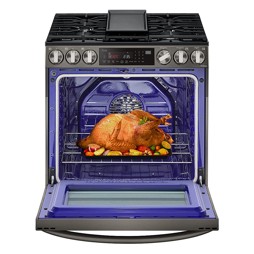 Alt View 26. LG - 6.3 Cu. Ft. Smart Slide-In Gas True Convection Range with EasyClean and Air Fry - PrintProof Black Stainless Steel.