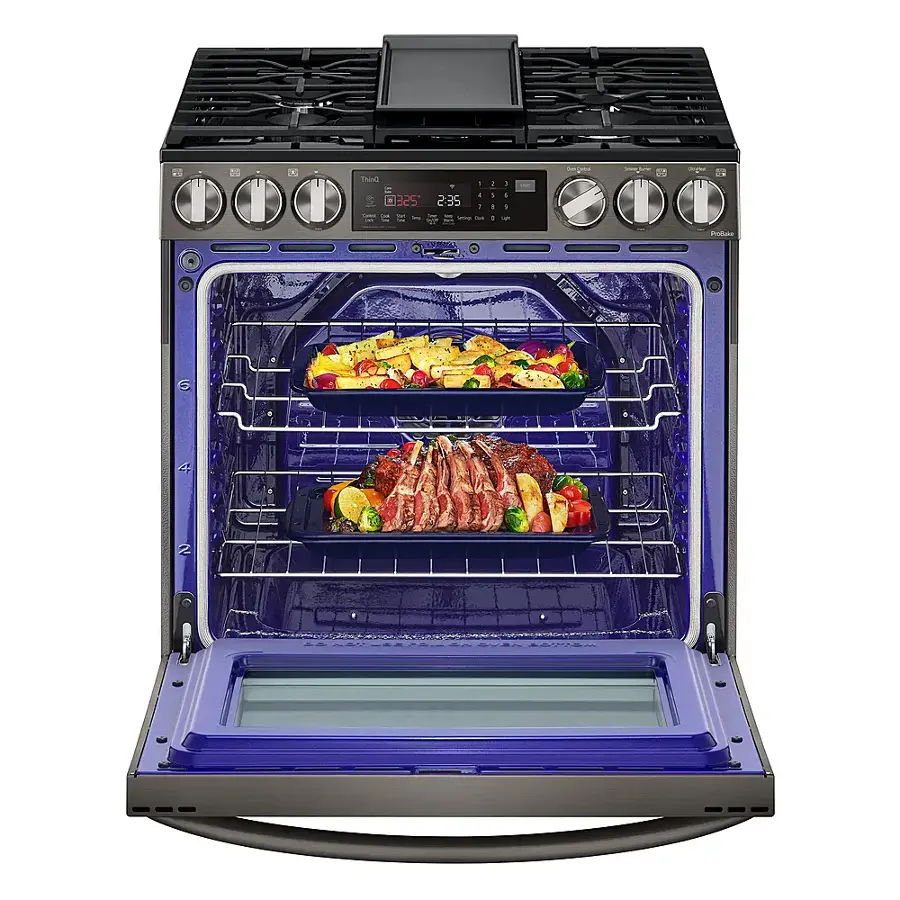 Alt View 27. LG - 6.3 Cu. Ft. Smart Slide-In Gas True Convection Range with EasyClean and Air Fry - PrintProof Black Stainless Steel.