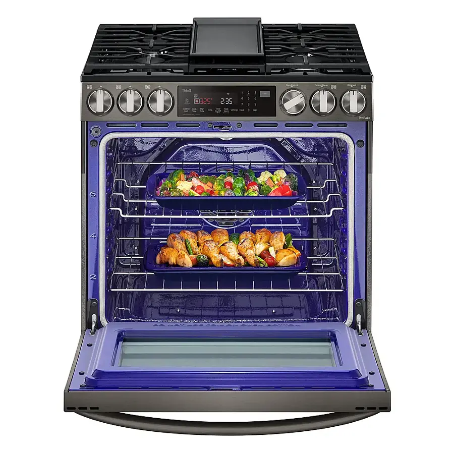 Alt View 28. LG - 6.3 Cu. Ft. Smart Slide-In Gas True Convection Range with EasyClean and Air Fry - PrintProof Black Stainless Steel.