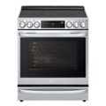 Front Zoom. LG - 6.3 cu ft Electric Slide In Range with InstaView, Air Fry,Air Sou-Vide, ProBake Convection, and Smart WiFi Enabled - Stainless steel.
