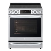 LG - 6.3 cu ft Electric Slide In Range with InstaView, Air Fry,Air Sou-Vide, ProBake Convection, and Smart WiFi Enabled - Stainless steel - Front_Zoom