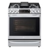 LG - 6.3 Cu. Ft. Freestanding Gas Convection Range with EasyClean, Air Sous-Vide and ThinQ Technology - Stainless steel