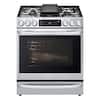 Front. LG - 6.3 Cu. Ft. Smart Slide-In Gas True Convection Range with EasyClean and Air Sous-Vide - Stainless Steel.