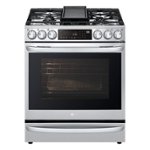 Front Zoom. LG - 6.3 Cu Ft Slide-In Gas Range with Air Fry, Air Sous-Vide, ProBake Convection, and Smart WiFi - Stainless steel.