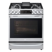 LG - 6.3 Cu. Ft. Smart Slide-In Gas True Convection Range with EasyClean and Air Sous-Vide - Stainless Steel - Front_Zoom