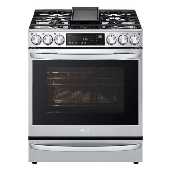 LG – 6.3 Cu Ft Slide-In Gas Range with Air Fry, Air Sous-Vide, ProBake Convection, and Smart WiFi – PrintProof Stainless Steel
