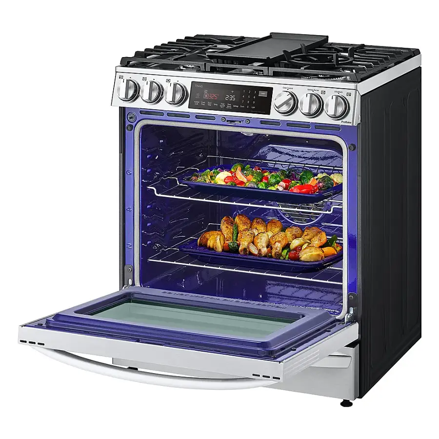 Alt View 12. LG - 6.3 Cu. Ft. Smart Slide-In Gas True Convection Range with EasyClean and Air Sous-Vide - Stainless Steel.