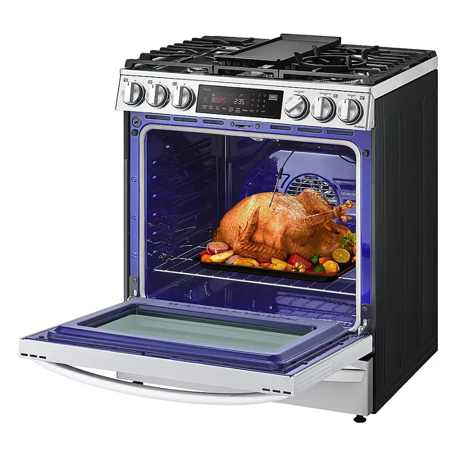 Alt View 14. LG - 6.3 Cu. Ft. Smart Slide-In Gas True Convection Range with EasyClean and Air Sous-Vide - Stainless Steel.