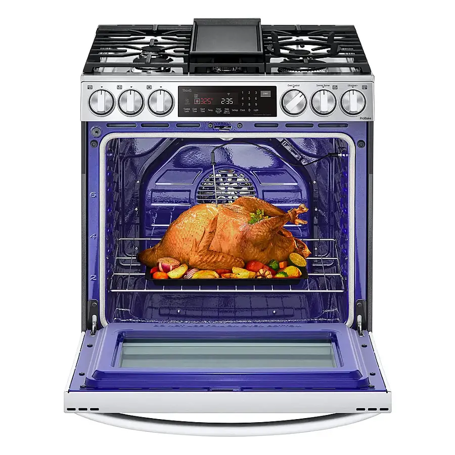 Alt View 19. LG - 6.3 Cu. Ft. Smart Slide-In Gas True Convection Range with EasyClean and Air Sous-Vide - Stainless Steel.