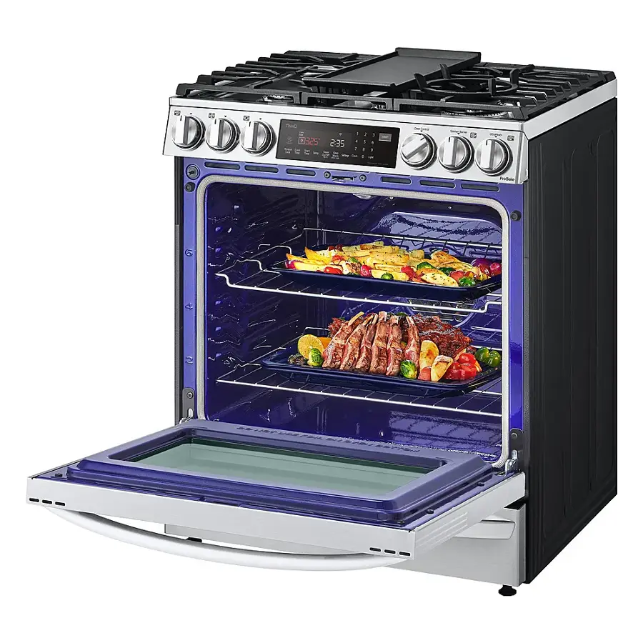 Alt View 20. LG - 6.3 Cu. Ft. Smart Slide-In Gas True Convection Range with EasyClean and Air Sous-Vide - Stainless Steel.