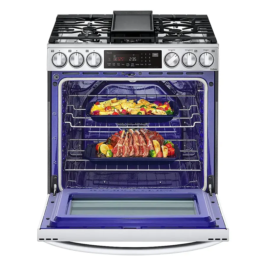 Alt View 21. LG - 6.3 Cu. Ft. Smart Slide-In Gas True Convection Range with EasyClean and Air Sous-Vide - Stainless Steel.