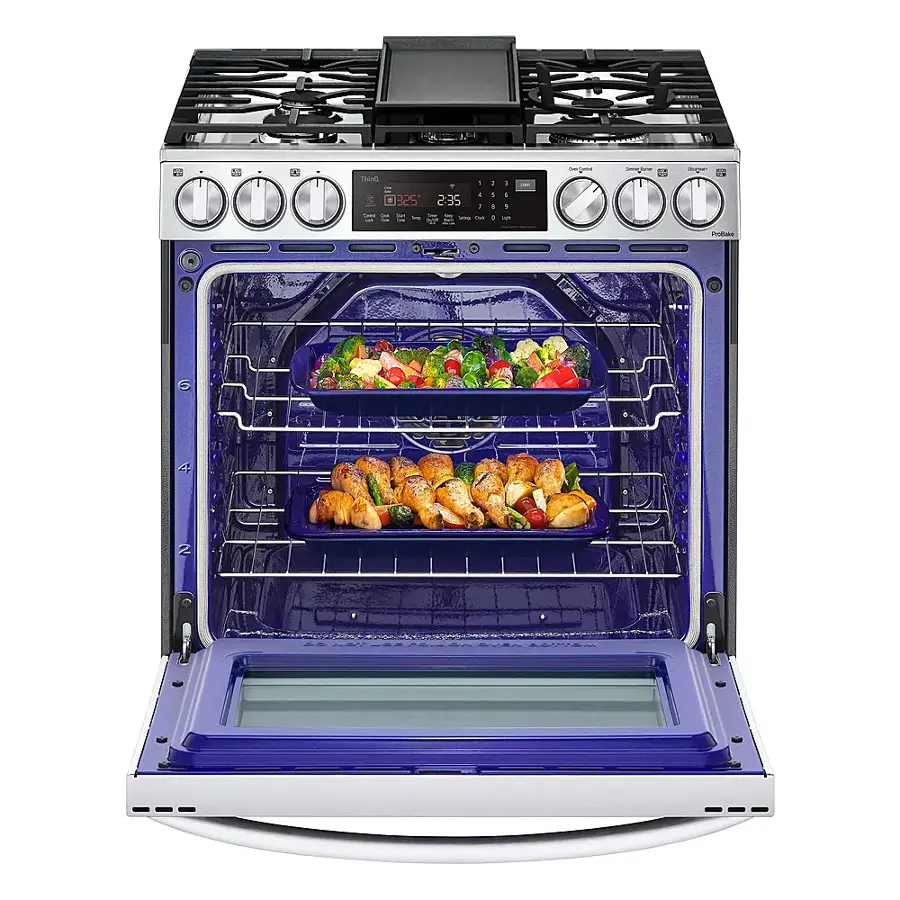 Alt View 22. LG - 6.3 Cu. Ft. Smart Slide-In Gas True Convection Range with EasyClean and Air Sous-Vide - Stainless Steel.