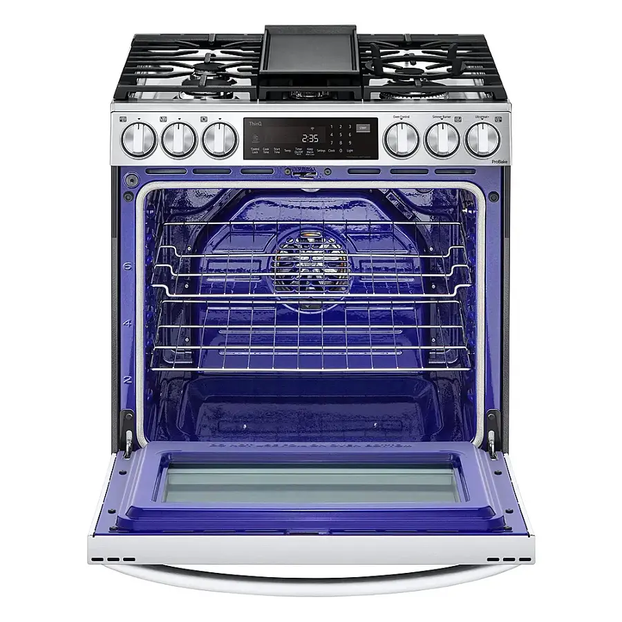 Alt View 35. LG - 6.3 Cu. Ft. Smart Slide-In Gas True Convection Range with EasyClean and Air Sous-Vide - Stainless Steel.