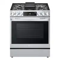 LG - 6.3 Cu. Ft. Smart Slide-In Gas True Convection Range with EasyClean and Air Fry - Stainless Steel - Front_Zoom