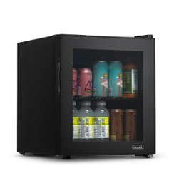 NewAir - 60-Can Beverage Cooler with Reversible Glass Door, Door Alarm, Perfect for Work from Home Station, Dorms, and Game Room - Black - Front_Zoom