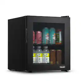 NewAir - 60 Can Freestanding Beverage Cooler with 5 Temperature Settings and Adjustable Shelves - Onyx Black