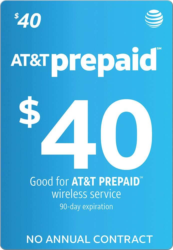 Front. AT&T Prepaid - $40 Refill Code (Digital Delivery).