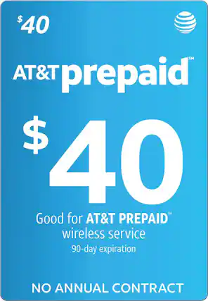 Front. AT&T Prepaid - $40 Refill Code (Digital Delivery).
