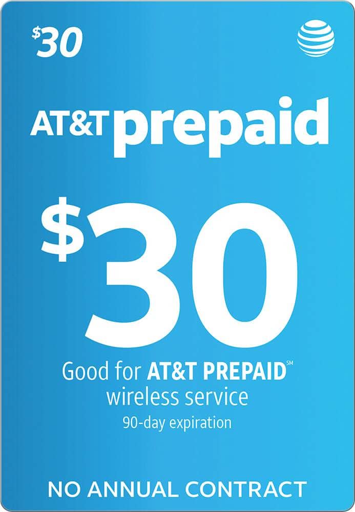 Front. AT&T Prepaid - $30 Refill Code (Digital Delivery).