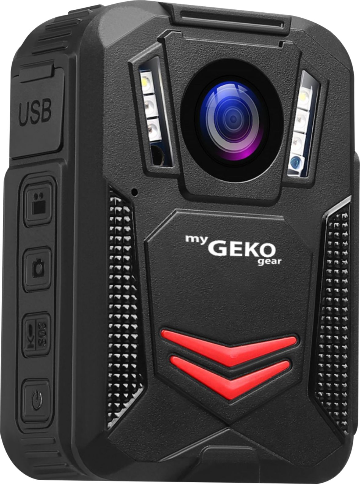 Angle View: myGEKOgear - Aegis 300 1440p Body Camera Infrared Lights Water Resistance Password Protected GPS & Wi-Fi (Two Batteries)