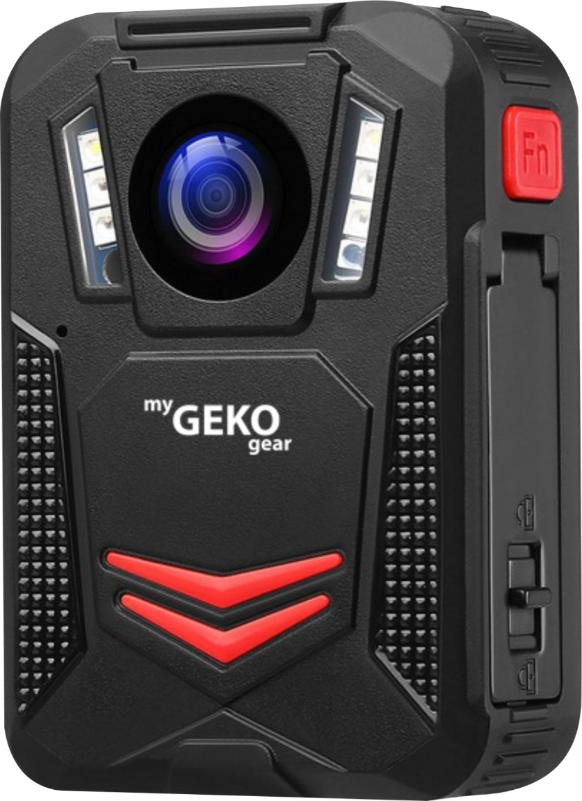 Left View: myGEKOgear - Aegis 300 1440p Body Camera Infrared Lights Water Resistance Password Protected GPS & Wi-Fi (Two Batteries)