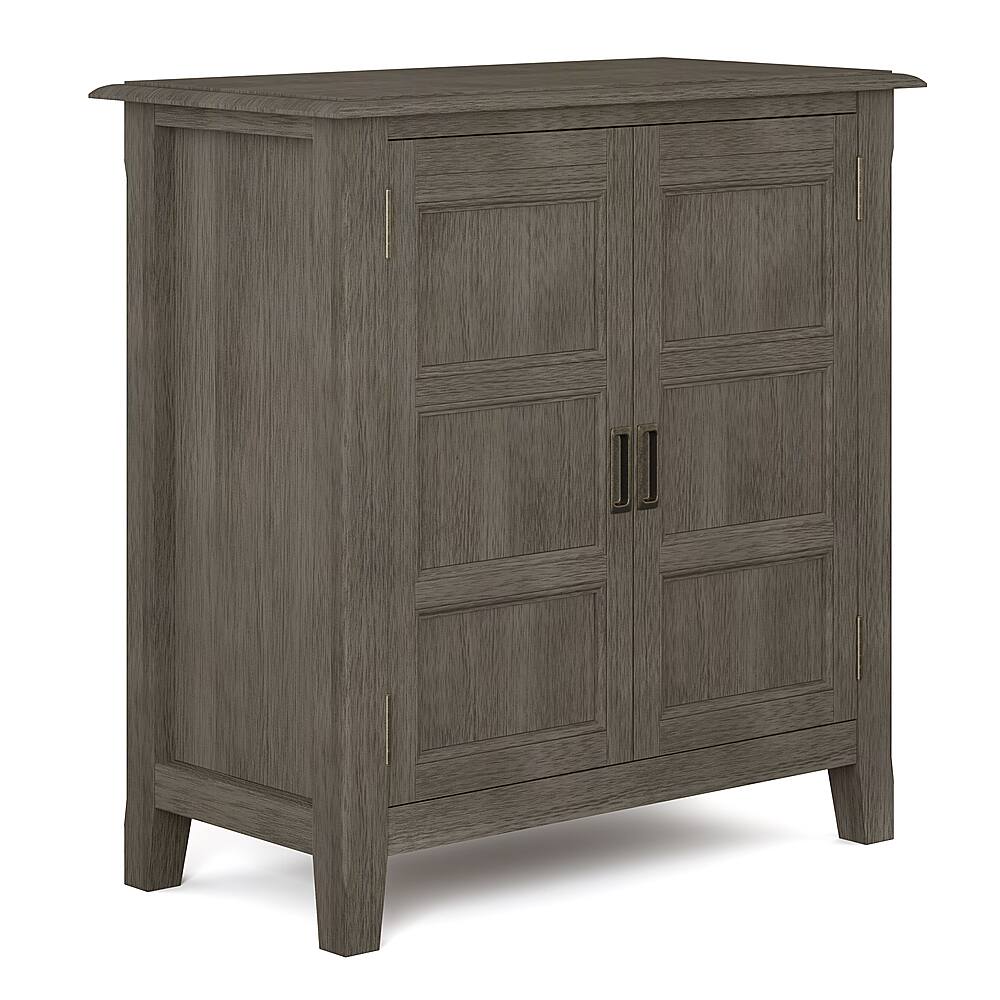 Angle. Simpli Home - Burlington SOLID WOOD 30 inch Wide Transitional Low Storage Cabinet in Farmhouse Grey - Farmhouse Grey.