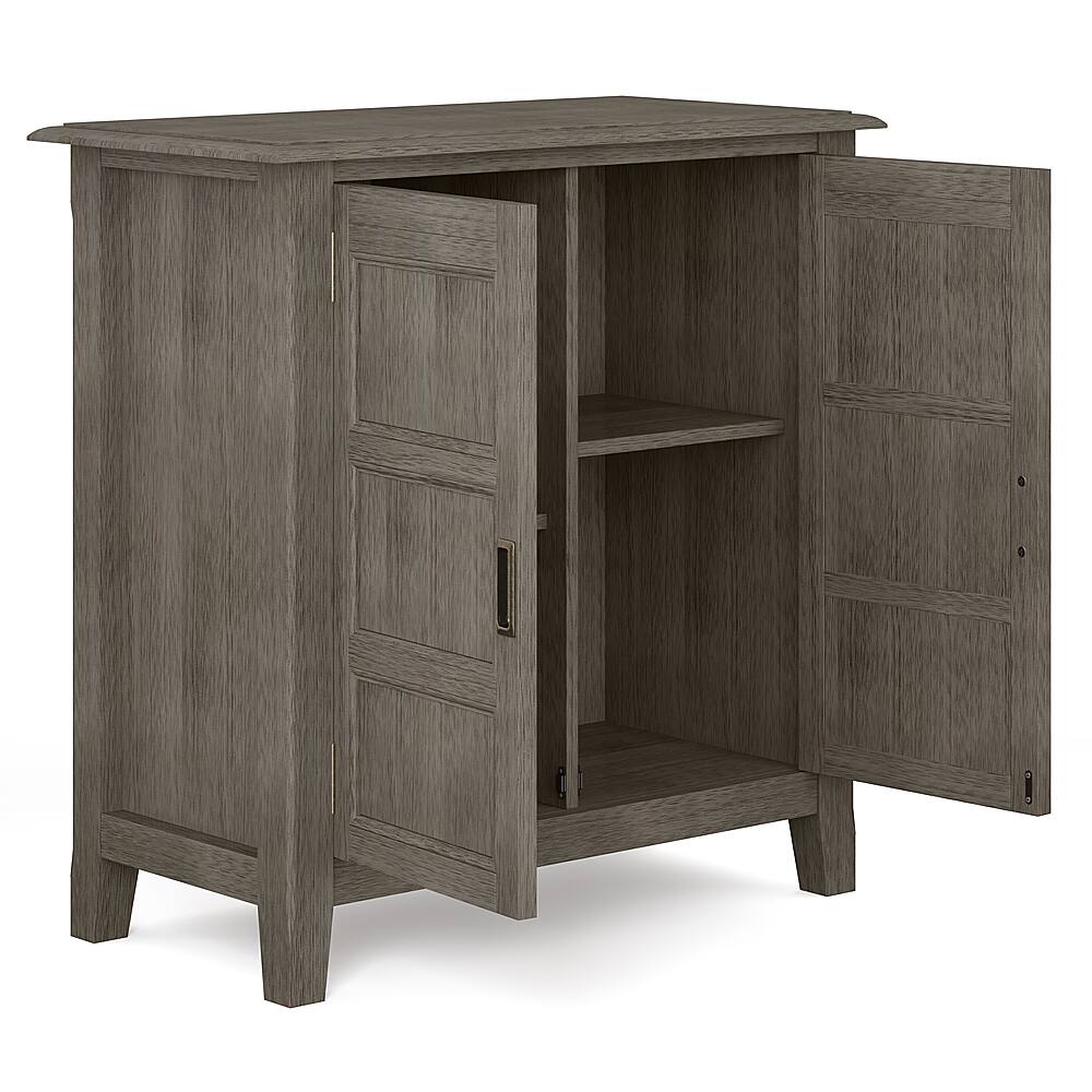 Left. Simpli Home - Burlington SOLID WOOD 30 inch Wide Transitional Low Storage Cabinet in Farmhouse Grey - Farmhouse Grey.