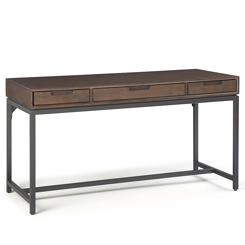 Angle View: Simpli Home - Banting Solid Hardwood Modern Industrial 60 inch Wide Desk - Walnut Brown