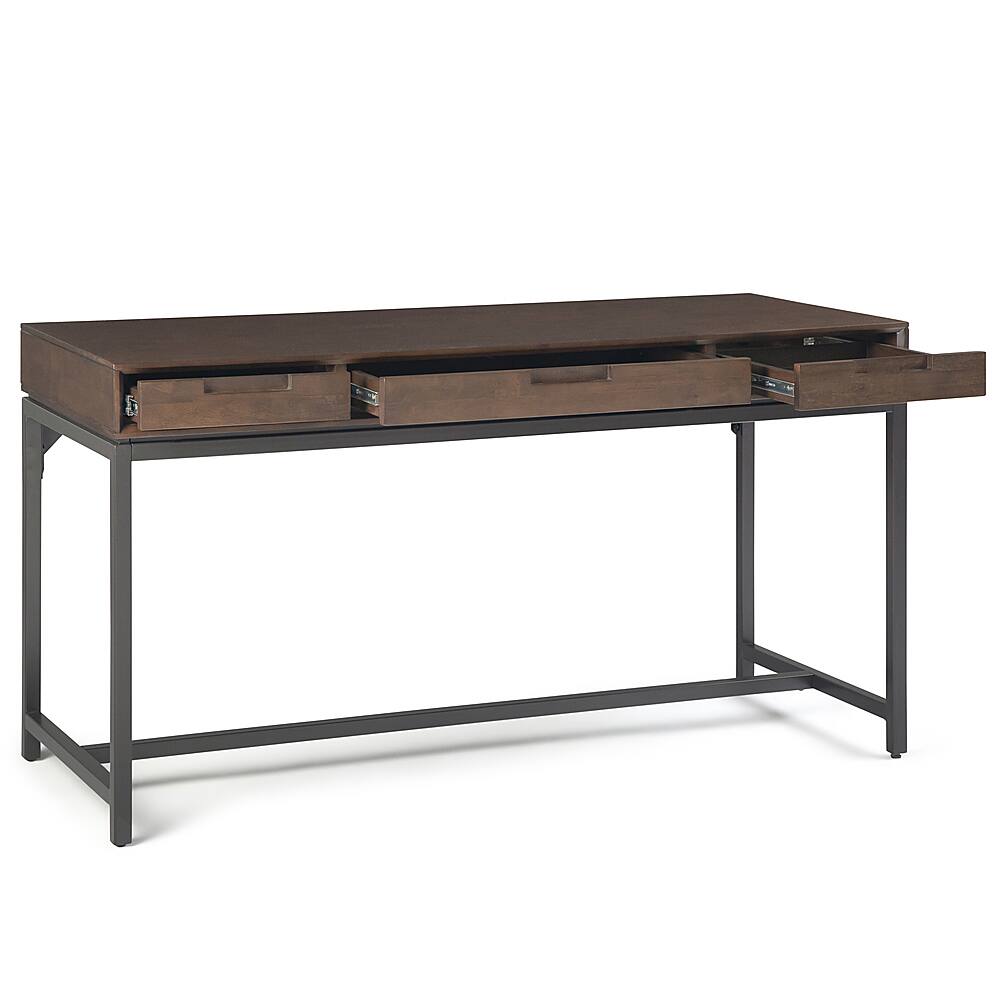 Left. Simpli Home - Banting Solid Hardwood Modern Industrial 60 inch Wide Desk - Walnut Brown.